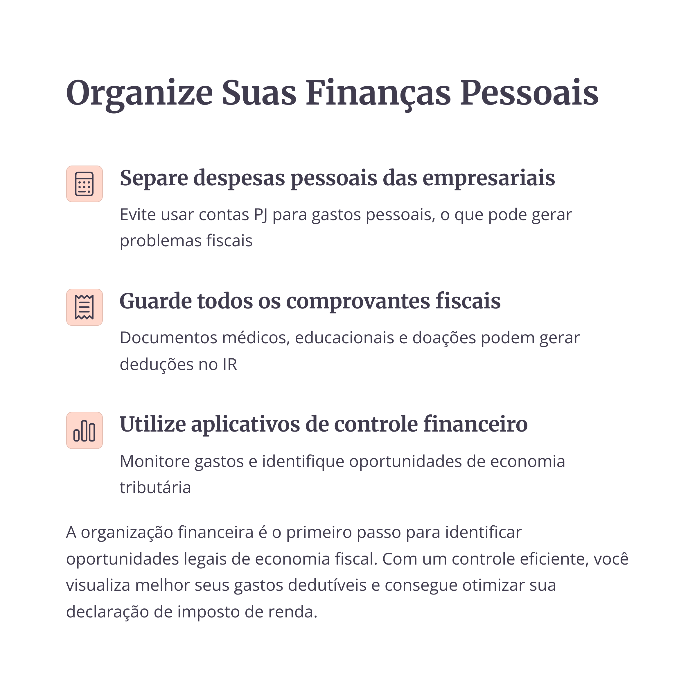Dicas para organizar finanças pessoais
