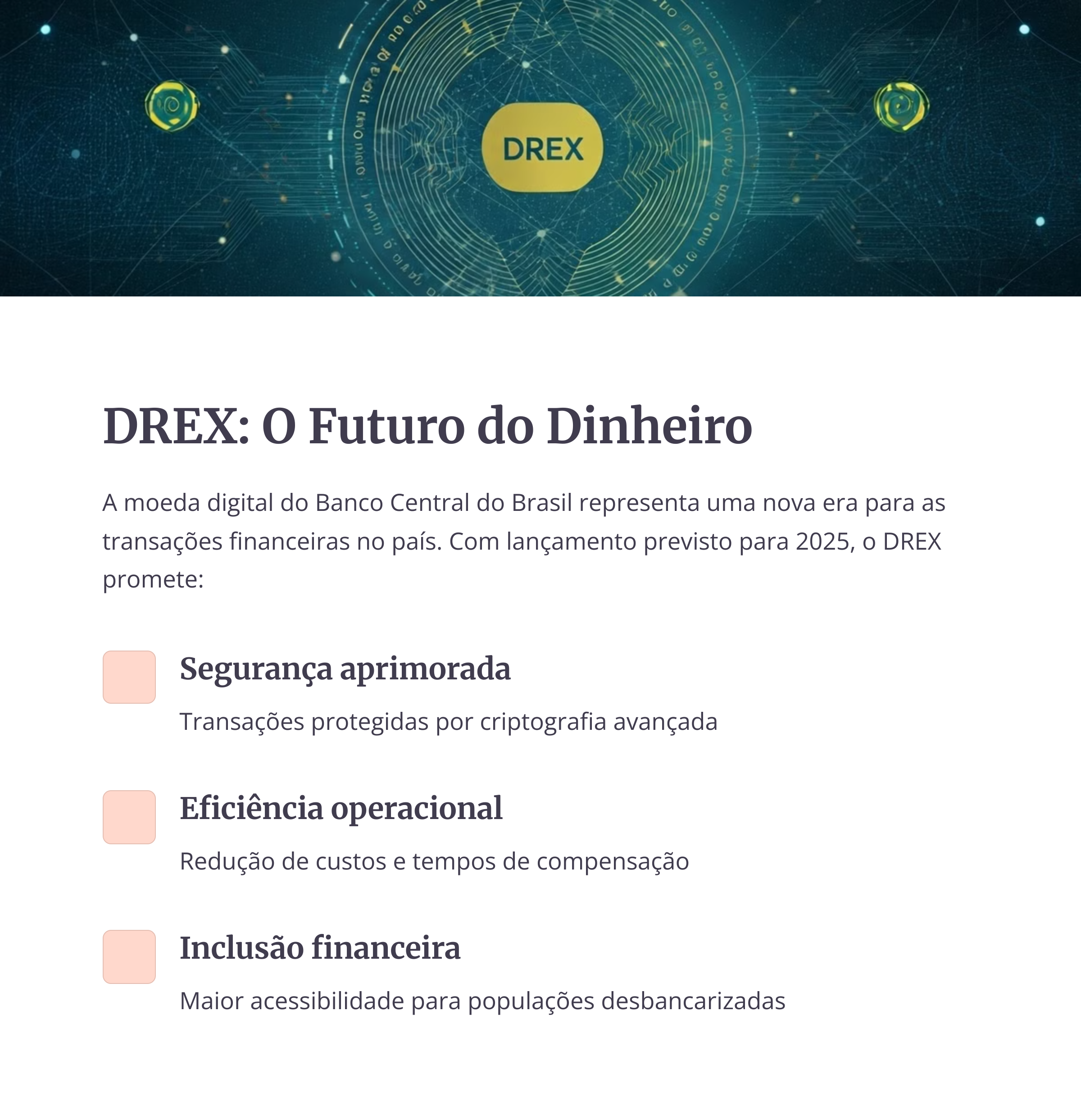 Apresentação do DREX como o futuro do dinheiro digital no Brasil