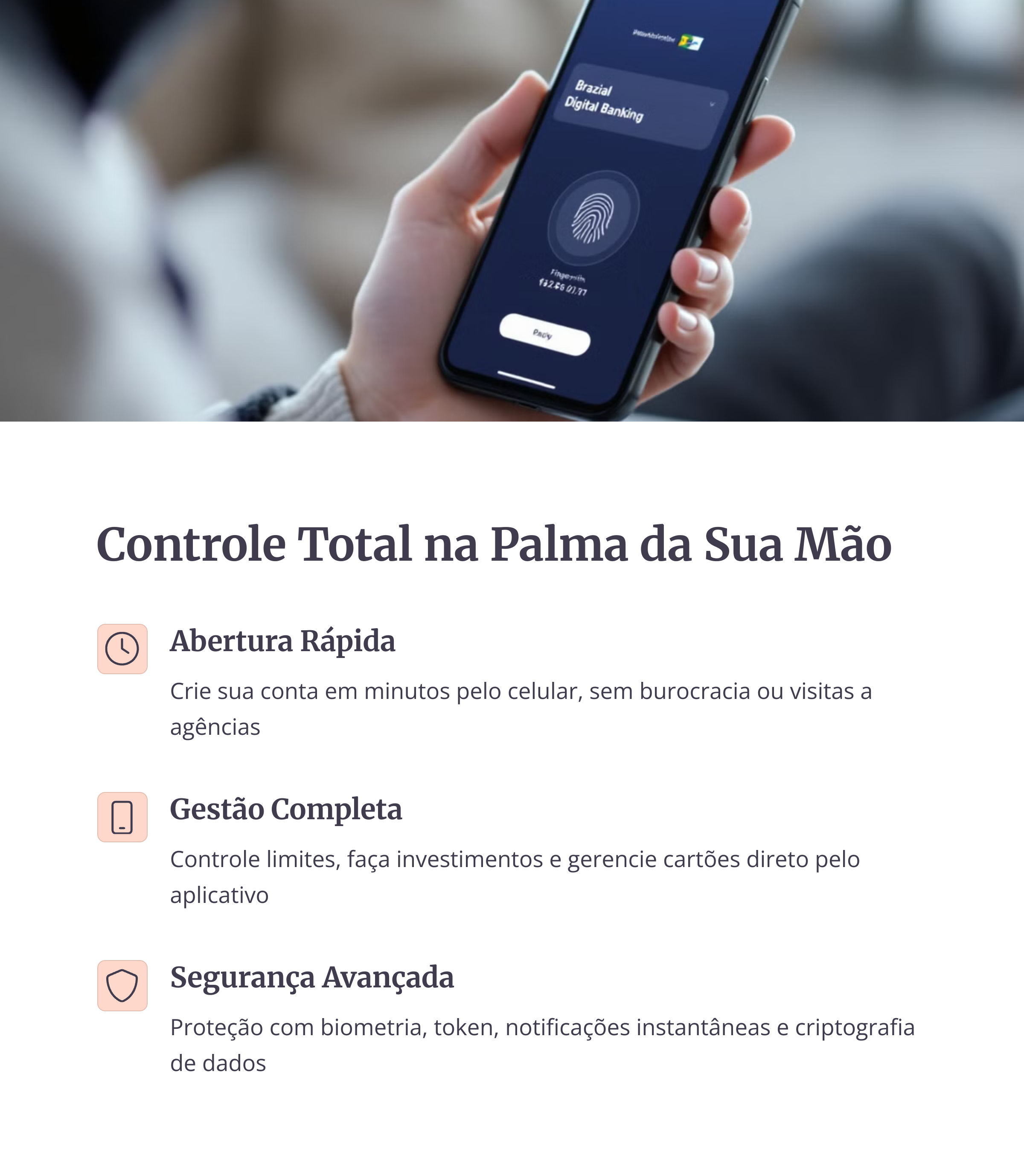 Aplicativo de banco com autenticação digital por biometria