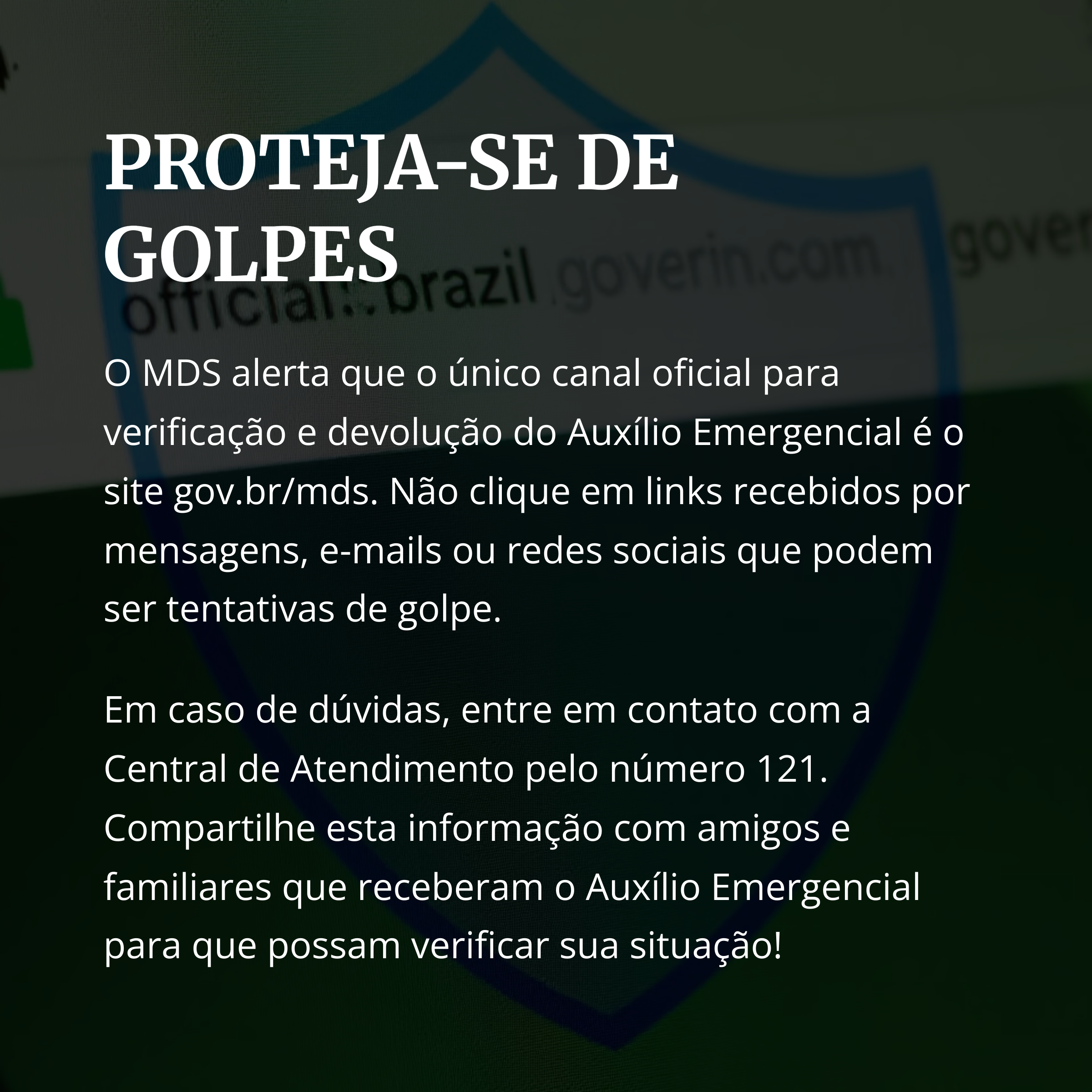 Proteção contra golpes no auxílio emergencial