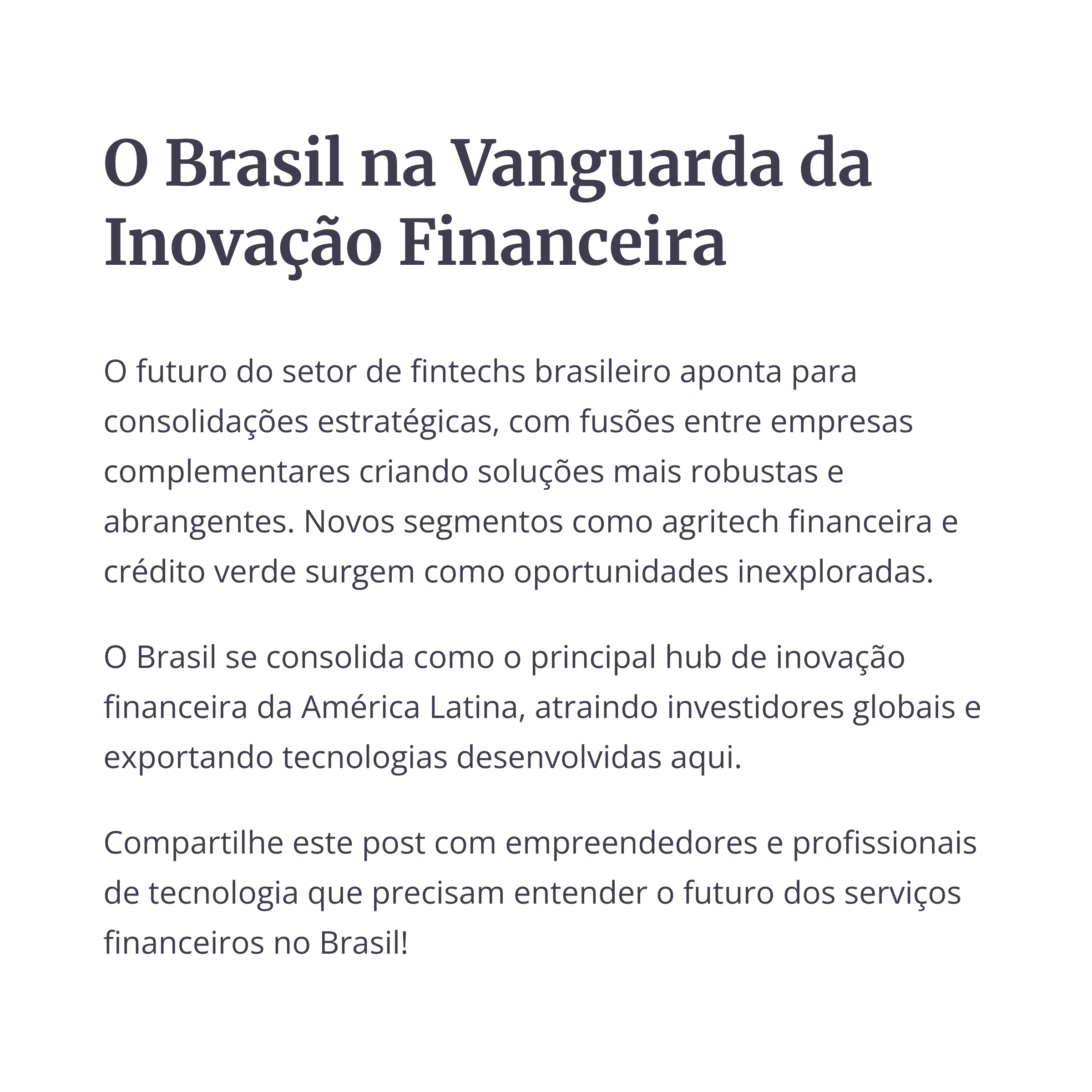 Brasil liderando a inovação no setor financeiro com fintechs