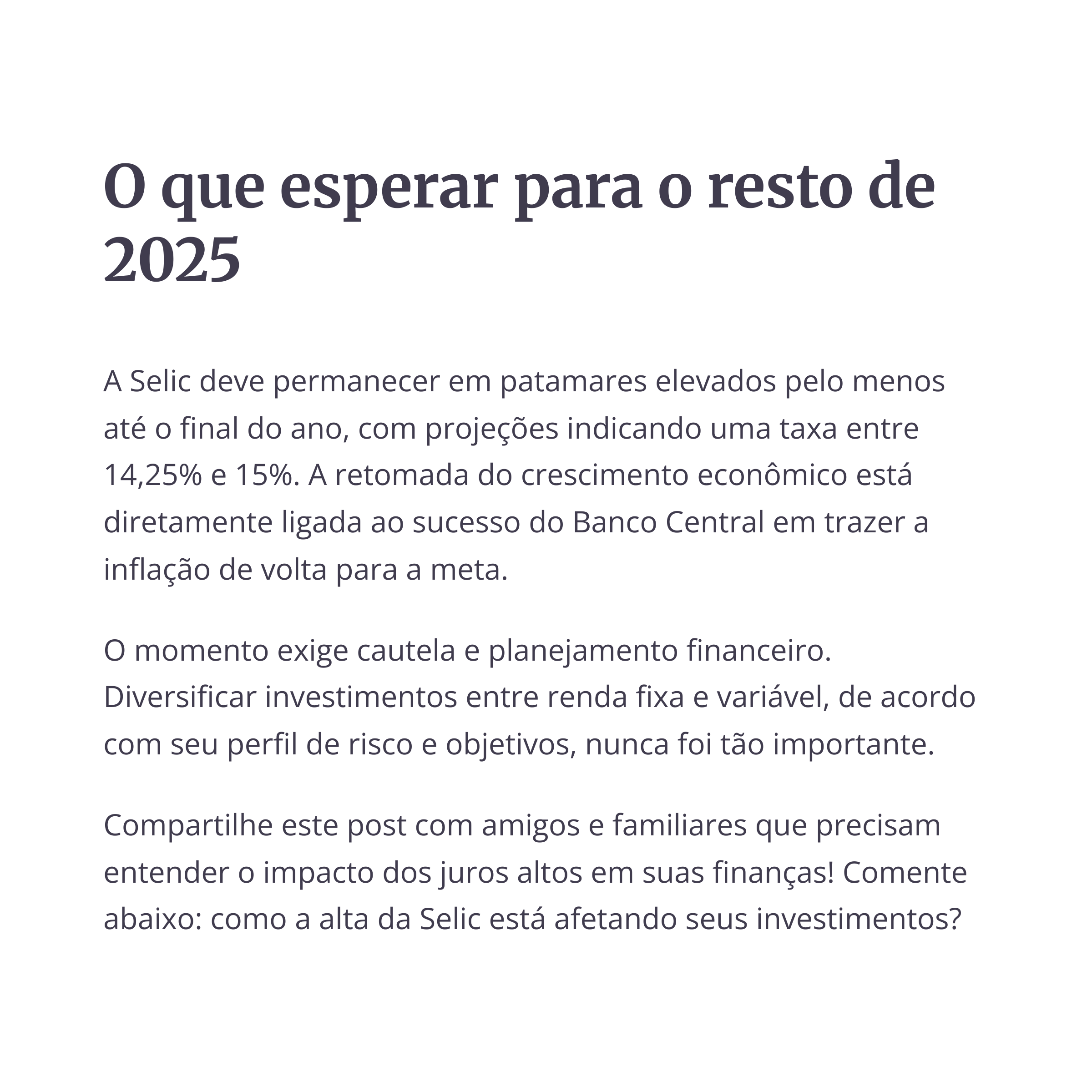 Expectativas econômicas para 2025