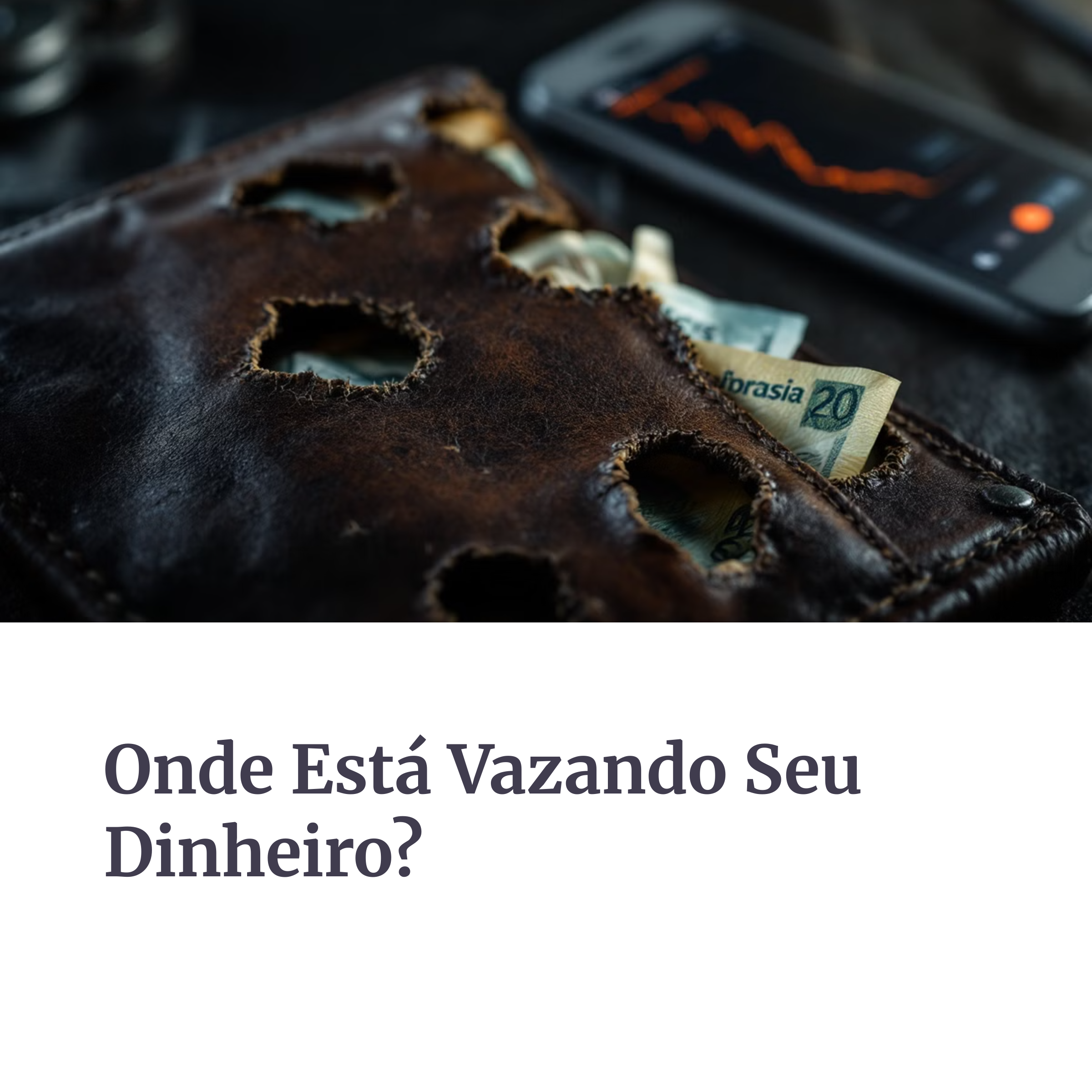 Carteira rasgada com dinheiro vazando