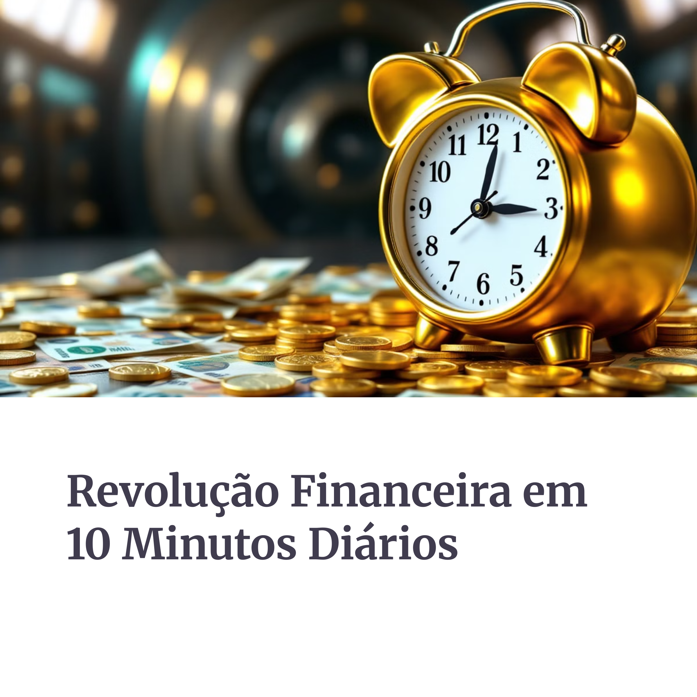 Relógio dourado com moedas