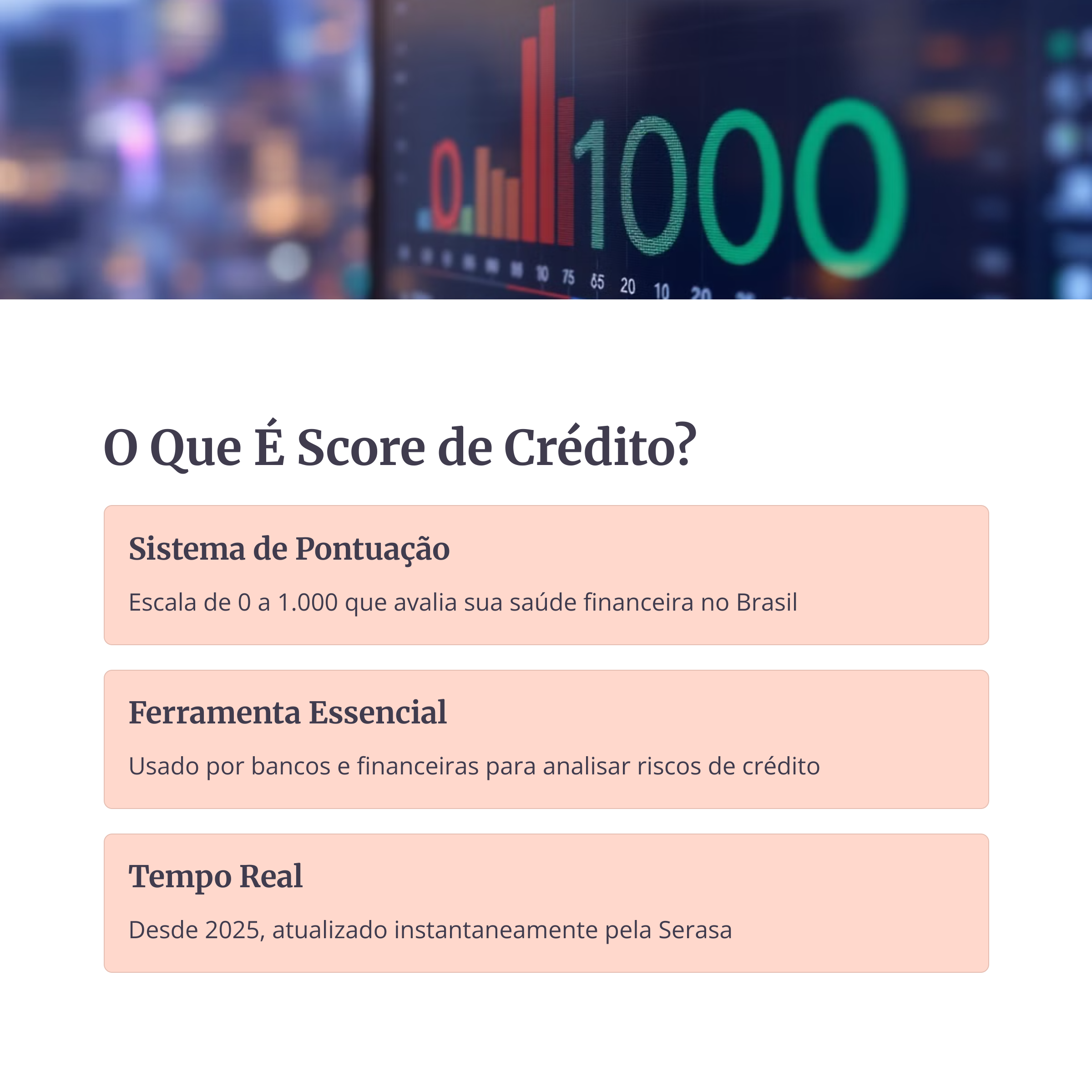 Gráfico de score de crédito em tela digital