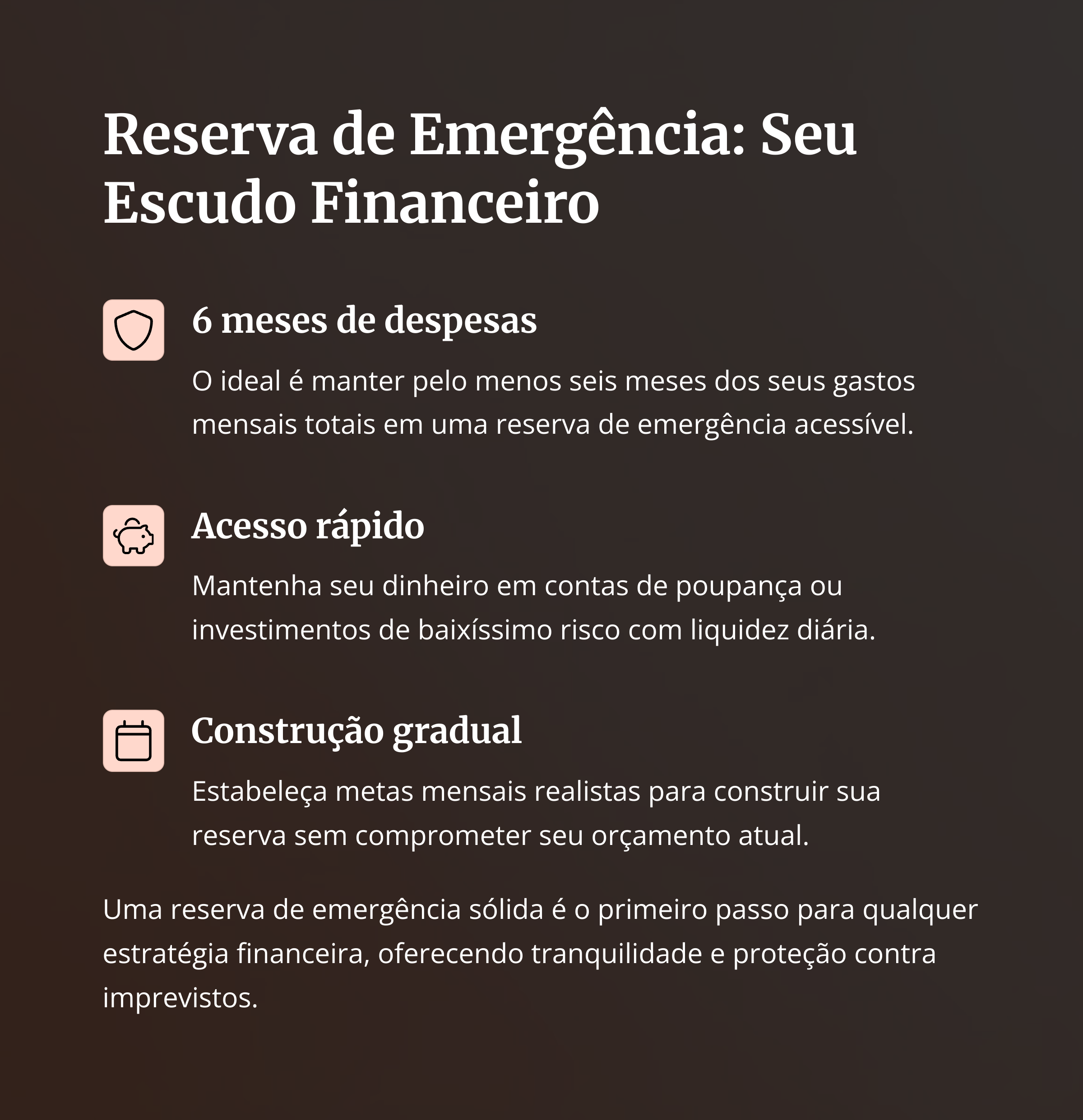 Informações sobre reserva de emergência
