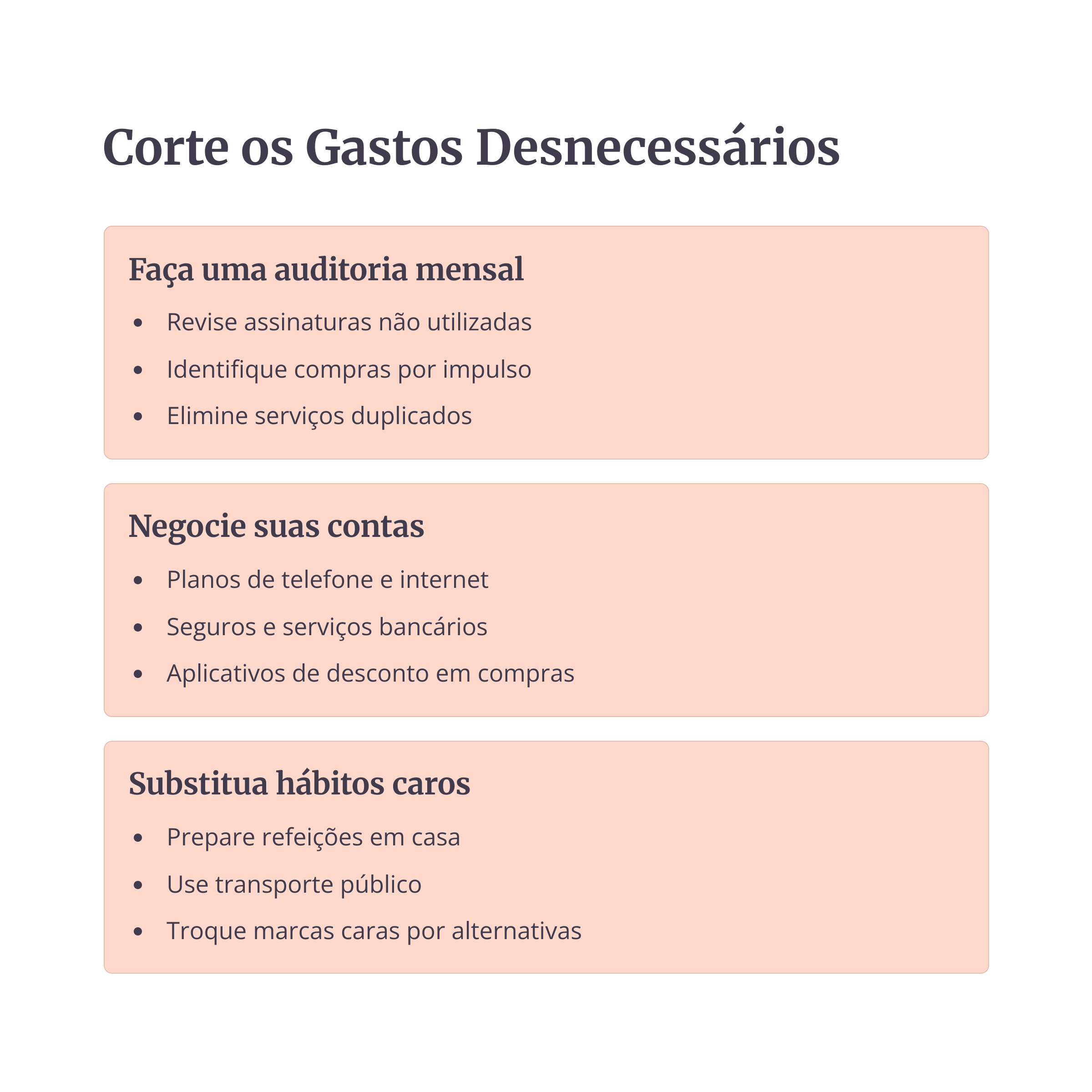 Painel de corte de gastos desnecessários