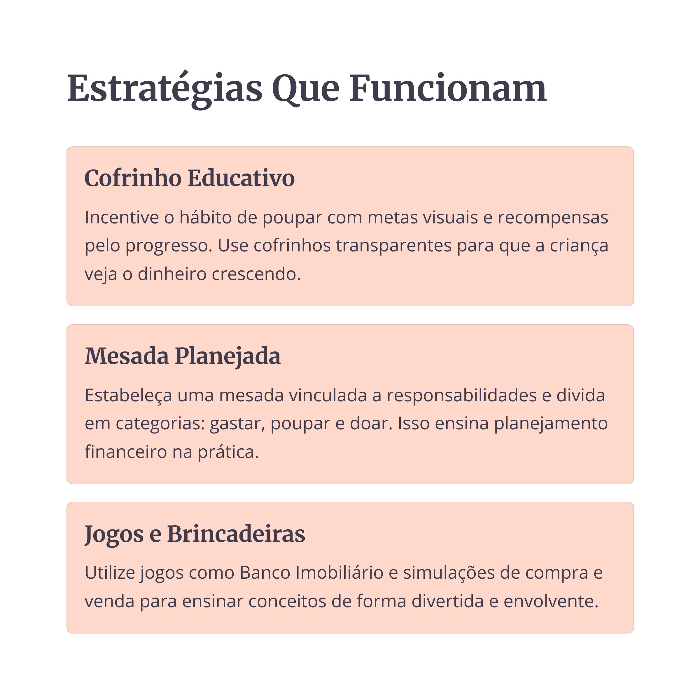 Estratégias de educação financeira para crianças como cofrinho, mesada e jogos