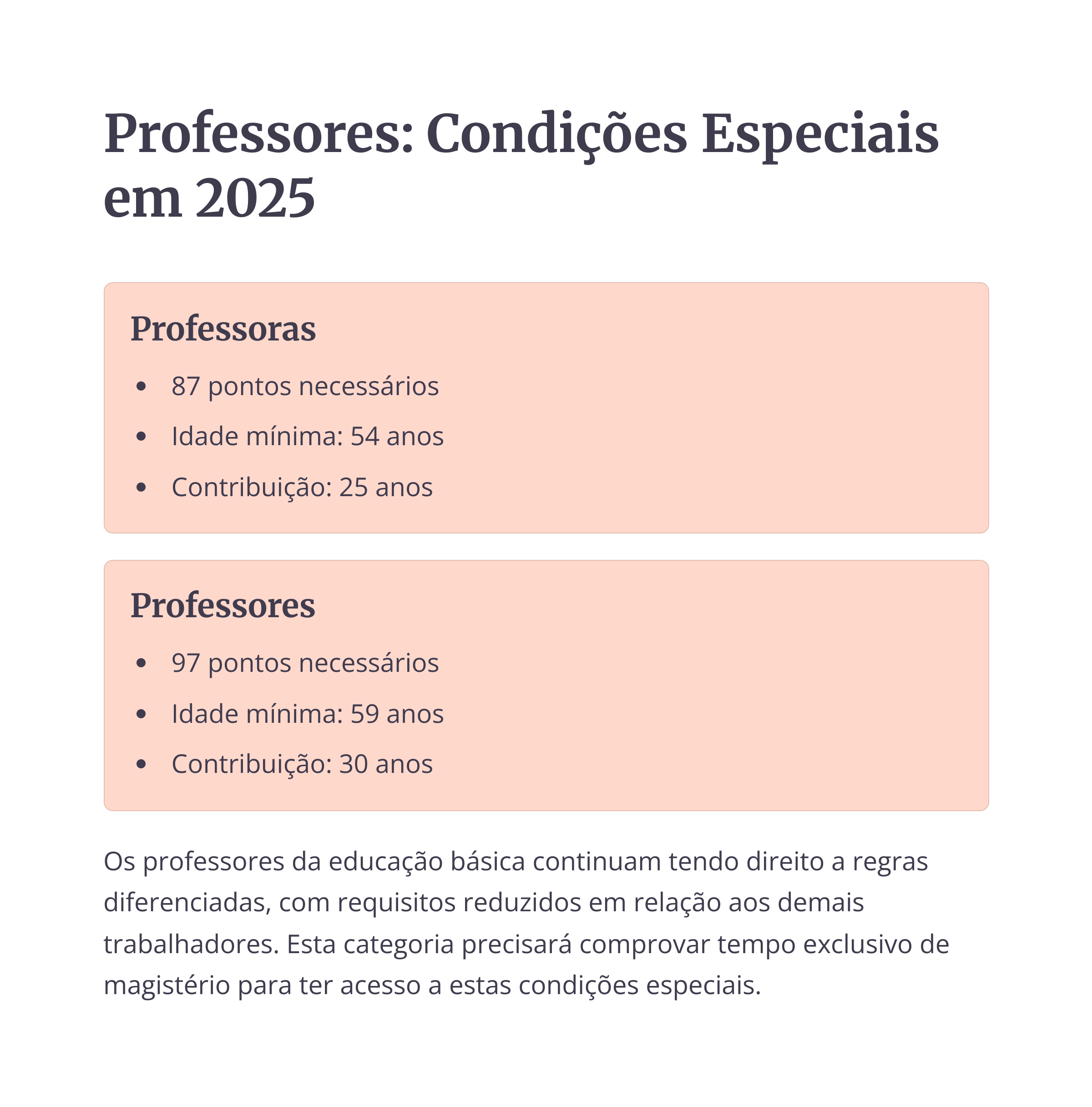 Condições especiais para aposentadoria de professores em 2025