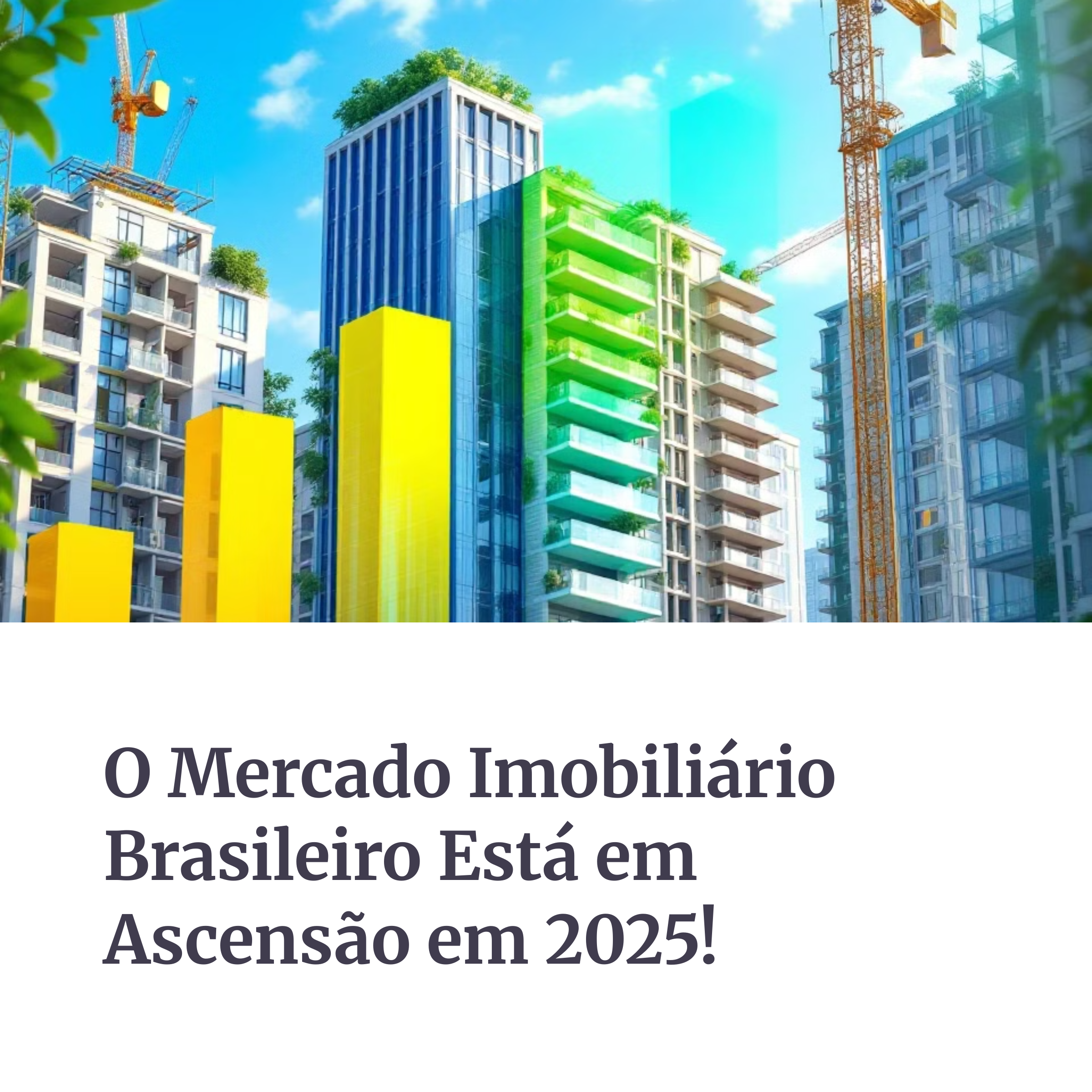 Imagem de prédios modernos e gráficos do mercado imobiliário